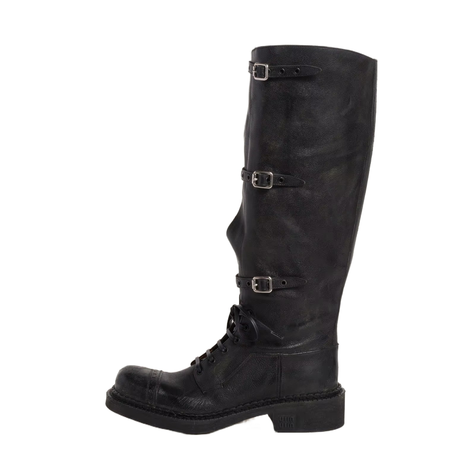 Leather Classic Strap - Bottes hautes en cuir véritable pour